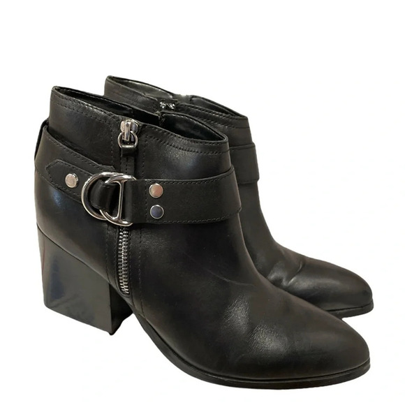 Marc Fisher Shoes - Marc Fisher Western Black Leather Boots Block Heel